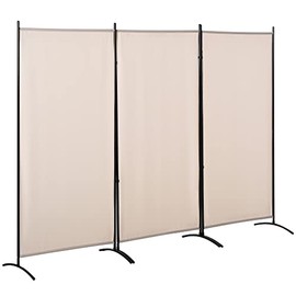 HOMCOM 3-Panel Folding Screen Room Divider Privacy Separator Partition for Indoor Bedroom Office, Outdoor Patio 100" x 72" Beige