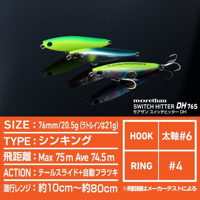 Daiwa DH76S Morethan Switch Hitter, 3.0 inches (76 mm)
