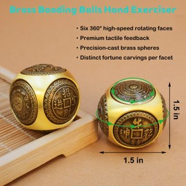 1.45in Baoding Balls Set Chinese Hand Massage Exercise Balls, Metal Stress Balls Six-Sided Rotation for Hands Therapy, Exercise, and Stress Relief