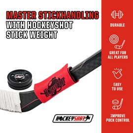 HockeyShot Stickhandling Weight - 6oz Red Hockey Stick Weight for Stickhandling Training & Skill Development, Easy to Use, Heavy Duty - Ideal for Players and Coaches at All Skill Levels