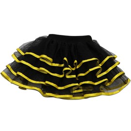 Tortoise & Rabbit Little Girls and Big Girls Tulle Tutu Skirt,Black+Yellow,9-12 Years