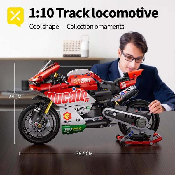 【1：5】 2045+PCS RR Pink Motorcycle, Building Block Assembly Bike, Toy