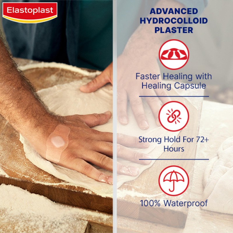 Elastoplast Second Skin Protection Plasters (6 Pieces), Hydrocolloid Waterproof Plasters