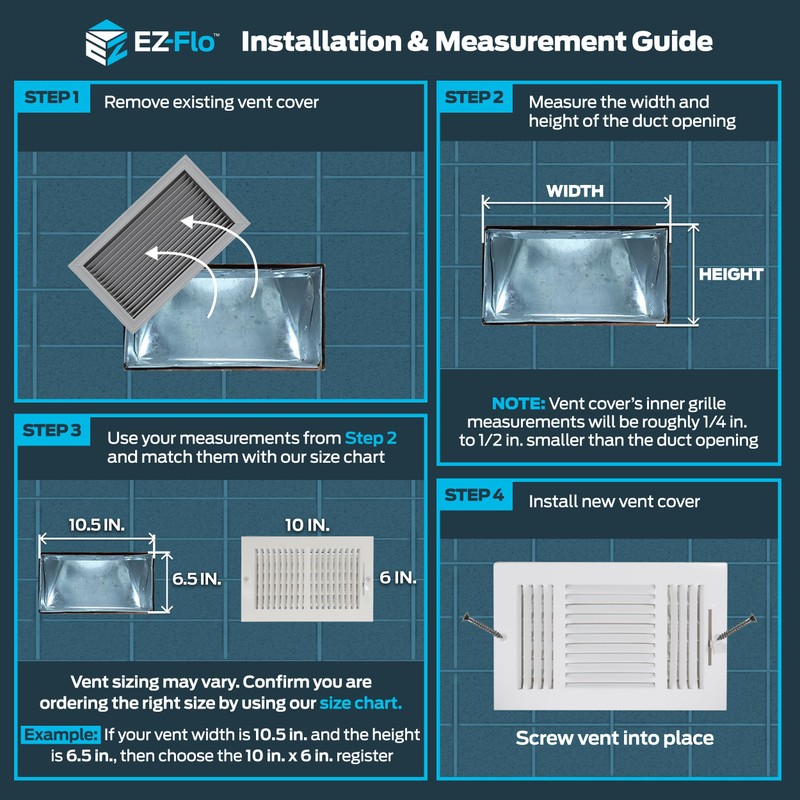 EZ-FLO 10 x 6 Inch (Duct Opening) Air Vent Cover
