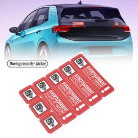 VGOL 2 PCS Dash Cam Recording CCTV Stickers 35mm x 130mm/35mm x 40mm for Car Van Truck Vehicle Taxi Mini Bus Camera Security Red (French Version)