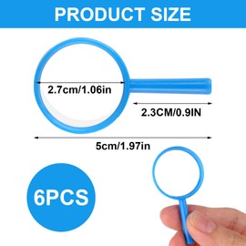 6Pcs Kids Magnifying Glass Colorful Mini Handheld Toy Magnifying Party Bags Fillers Portable Learning Toys for Kids for Children Science Class Reading Exploring Observation Crafts