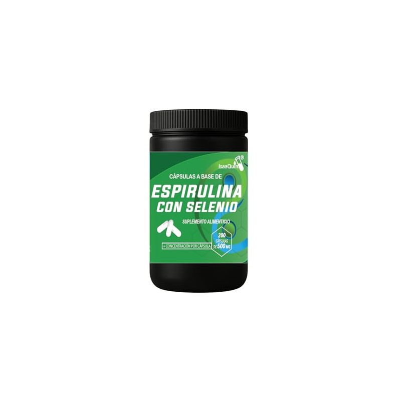 Espirulina con Selenio IsaaQuim | Suplemento Alimenticio | 200 Cápsulas