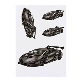 4 x 'Race Car' Temporary Tattoos - Water Resistant, Skin-Safe, Non-Toxic Transfers, Mixed Sizes (TO00014323)