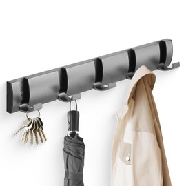 IWTTWY Modern Coat Hook, Foldable Coat Hook with 5 Hooks, Space-Saving Bedroom, Bathroom, Kitchen Wall Hook Coat Rack for Jackets, Coats, Scarves, Handbags and More