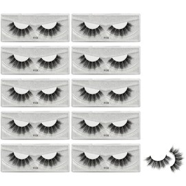Vayator 10 Pairs Wholesale Natural Mink Eyelashes 3D Mink Lashes Long Thick False Eyelashes High Volume Eye lashes Hand made Makeup Eyelash Soft (S-#104)