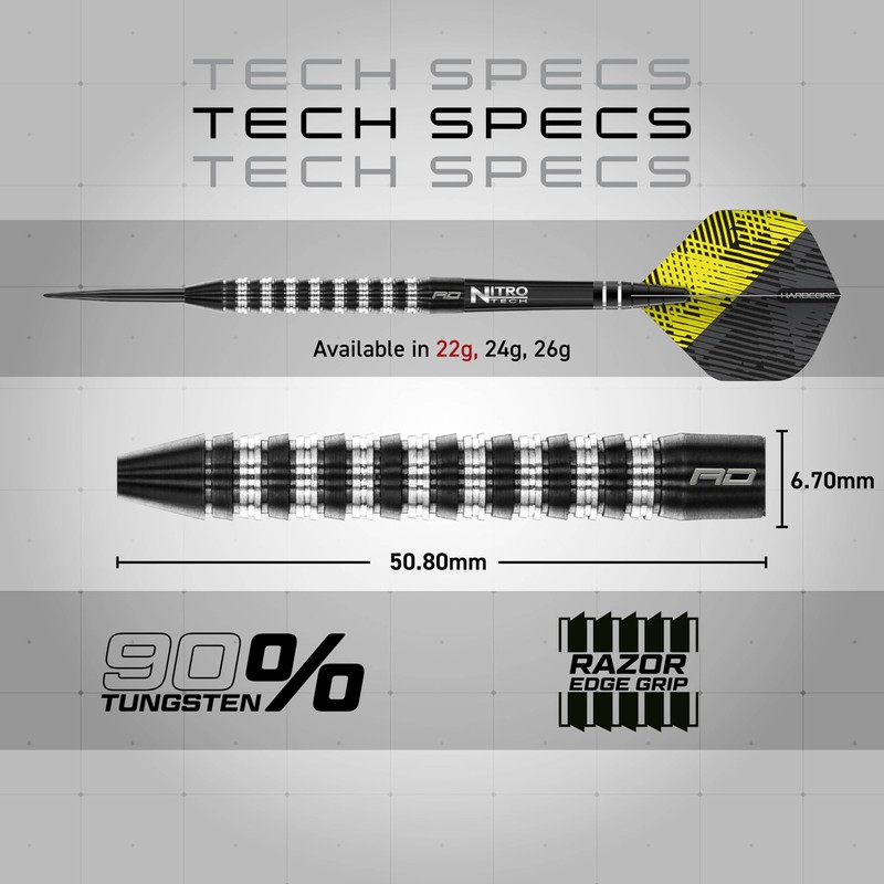 RED DRAGON Razor Edge Elite 22g 90% Tungsten Darts Set