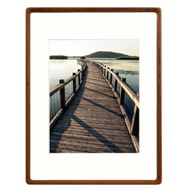 Natural Wood Photo Frames Inspired Tabletop Picture Frame with Mat, Vertical or Horizontal Display (Walnut, 12x16 matted to 8.5x11)