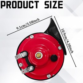 QKYS Car Air Horns for Safety, 300DB 12V Super Loud Truck Train Horn, Waterproof Auto Air Electric Snail Horn Replacement Kit, Bull Horns for Car Hood, Truck Hood, Motorcycle, Scooter, Boat (Red)