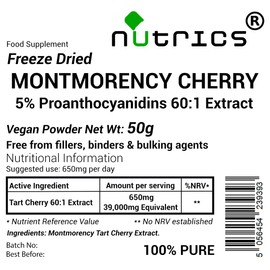 Nutrics® 50g Montmorency Tart Cherry Extract Powder 5% Proanthocyanadins - 100% Pure - No fillers Binders or Bulking Agents