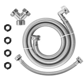 4FT Premium Steam Dryer Hose Installation Kit-Include 4 Ft 90 Degree Elbow Stainless Steel Hose,1 Foot Inlet Adapter Hose and Y Connector-Fit to All Steam Dryers by AMI PARTS