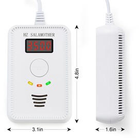 HZ SALAMOTHER Natural Gas Detector, Digital LCD Display Plug-in Wall Mount Propane Gas Leak Alarm Gas Monitor for Kitchen Home