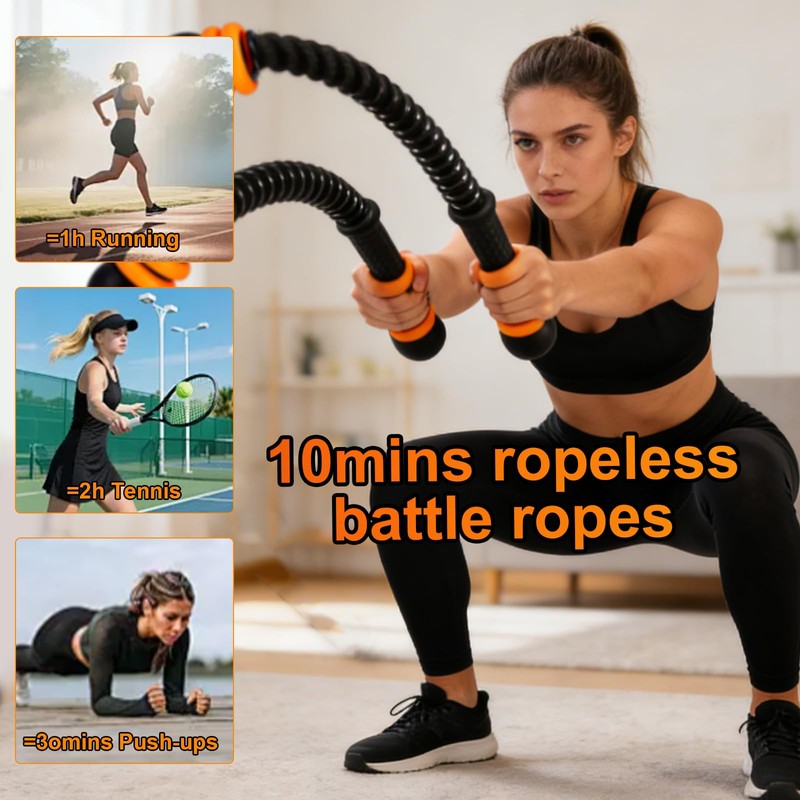 2PCS Adjustable Weighted Ropeless Battle Ropes, Heavy Duty Cordless Battle