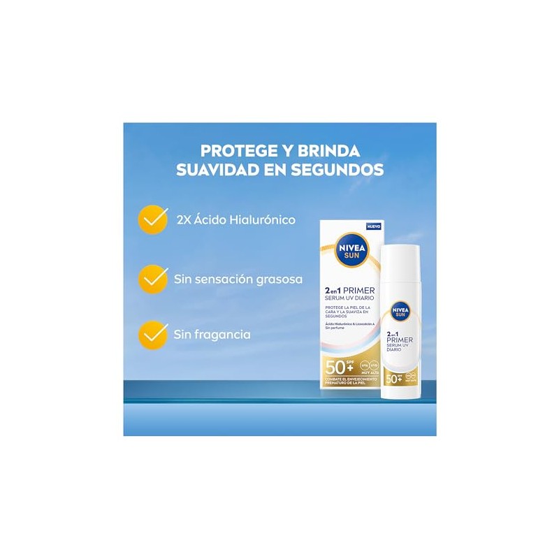 NIVEA Sun Primer 2en1 UV Serum 30ml, Prebase de maquillaje