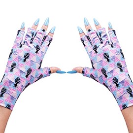 MelodySusie Nail Lamp Protection UV Gloves, Professional UPF50+ Gel Nail Gloves, Pineapple Style, Artistic Skincare Fingerless Gloves Protect Hands from UV Damage, Party Cosplay Holiday Costumesâ¦