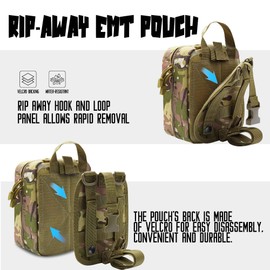 Ifak Pouch, Rip Away Molle Ifak Pouch, Tactical Medical Pouch, Empty First Aid Kit Pouch Bag for Duty Belt