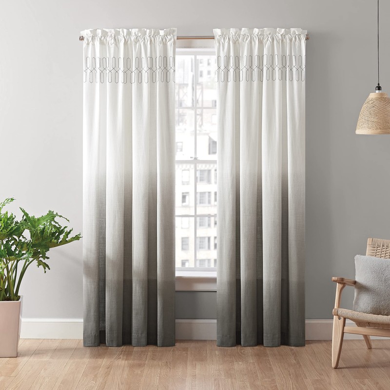 Vue Arashi Modern Boho Decorative Ombre Rod Pocket Window Curtain