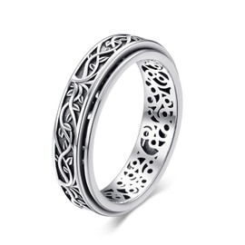 HUKKUN Fidget Ring Silver 925 Spinner Ring for Anxiety Women Stress Relief Elephant Jewellery Gifts for Women, Sterling Silver, not known
