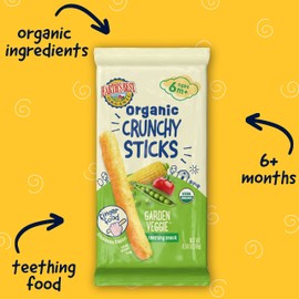 Earth's Best Organic Baby Food, Dissolvable Teething Snack for Babies 6 Months and Older, Garden Veggie Crunchy Sticks, .56 oz Pack (Pack of 5)