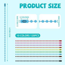200 PCS Ball Chain Keychain, Metal Ball Chain Necklace,Dog Tag Chain Ball Chain Necklace Bulk Ball Chain Connectors (Colorful)