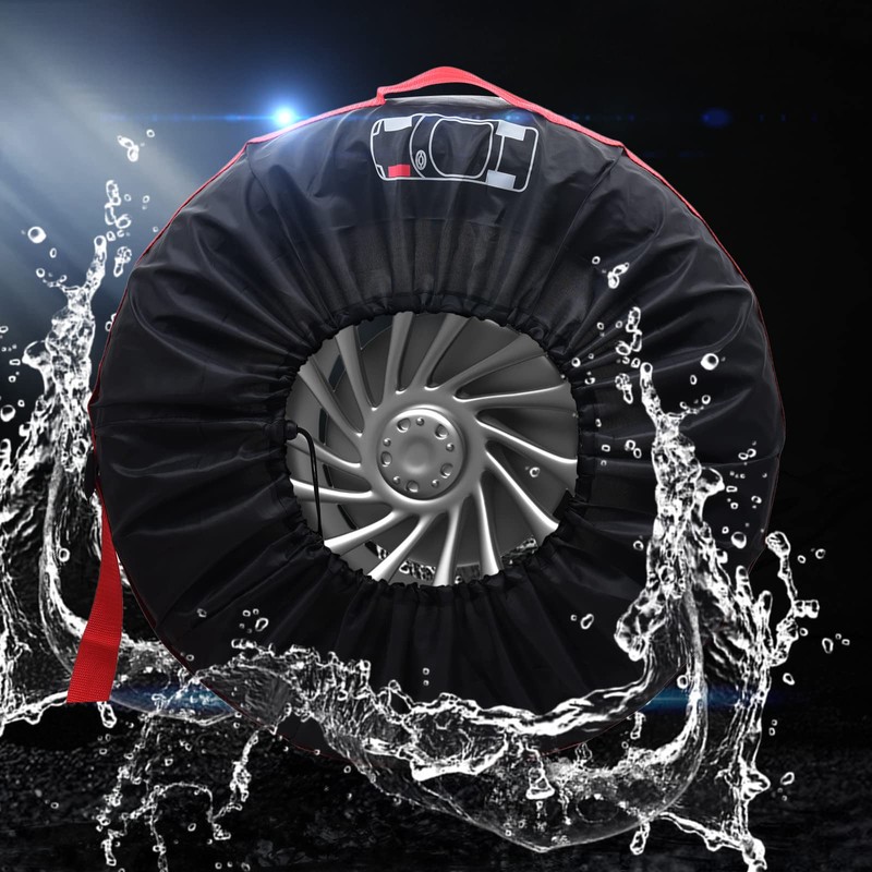 Geloo 4PCS Tire Cover, Seasonal Tire Totes,Polyester Wheel Tires Storage