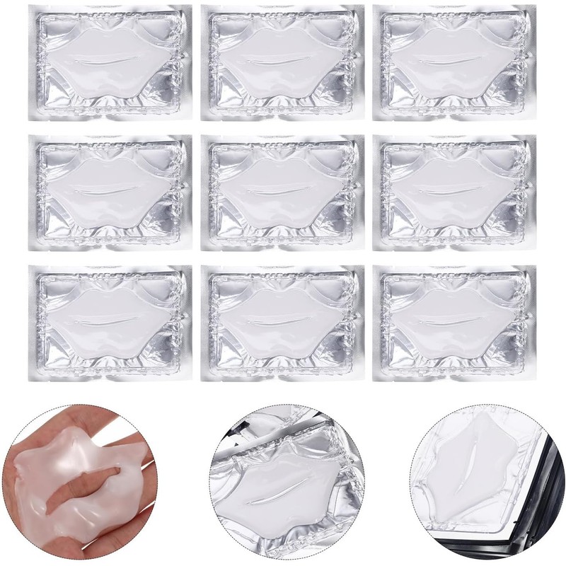 25 Piezas Mascarilla de Gel para Labios, Fibra Vegetal