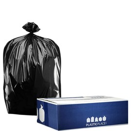 Plasticplace 65 Gallon Trash Bags │ 1.5 Mil │ Black Heavy Duty Garbage Can Liners │ 50” x 48” (50 Count)