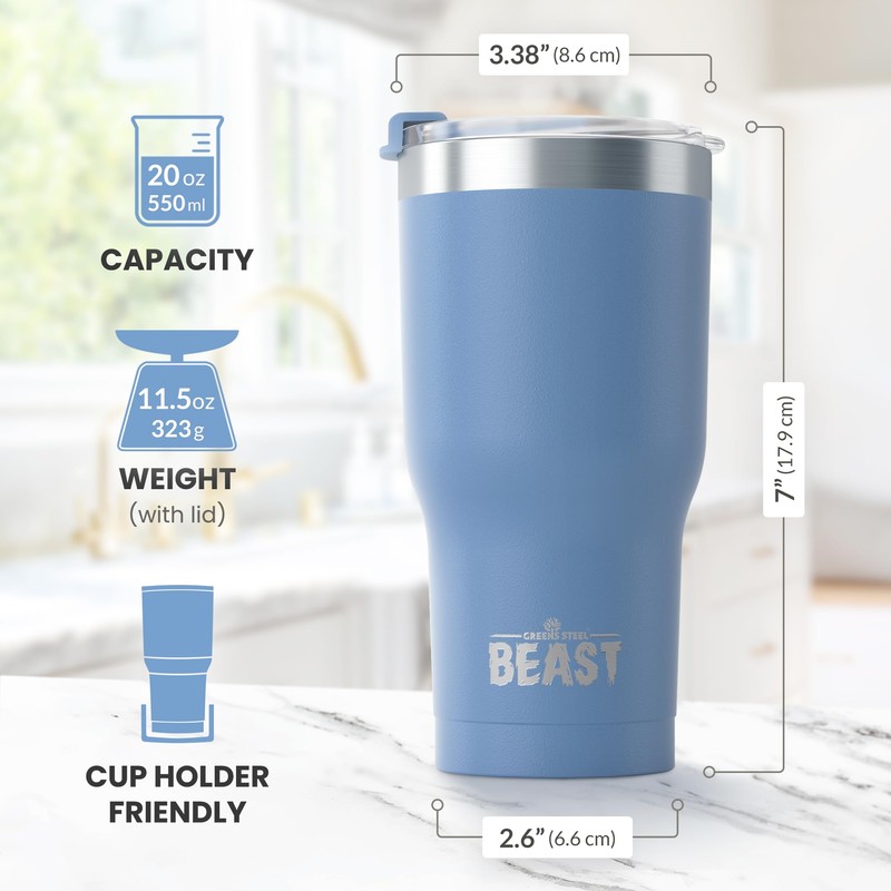 Greens Steel New Beast Tumbler, Stainless Steel, Vacuum Insulated Rambler