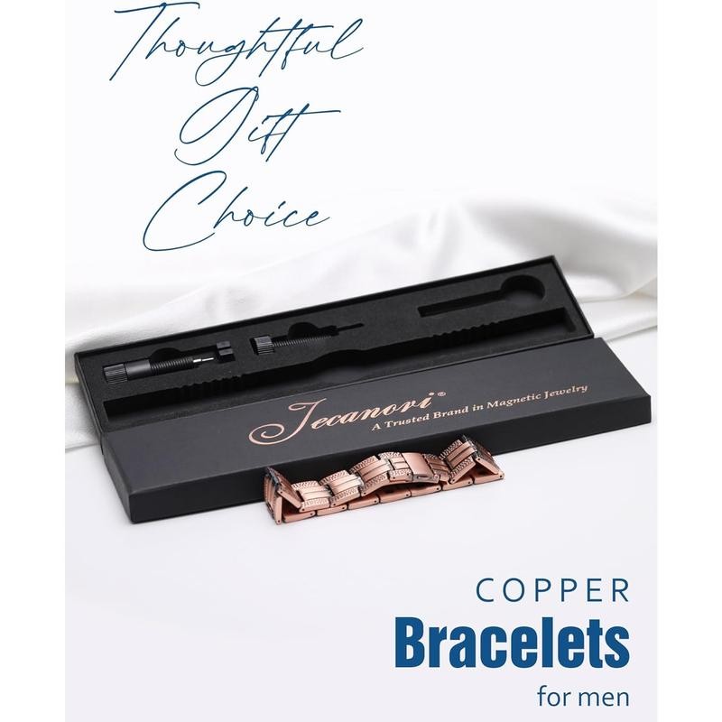 Jecanori Copper Bracelet for Men With Premium Fold-Over Clasp Included