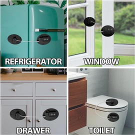 3Pcs Child Safety Fridge Locks with 3-Digit Code, Secure Cabinet & Drawer Locks for Kids, Easy Install Combination Locks for Refrigerator, Cupboard, and Home Safety (Black)
