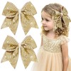 OAOLEER 2PCS Glitter Cheer Hair Bow Clips for Girls (Gold)