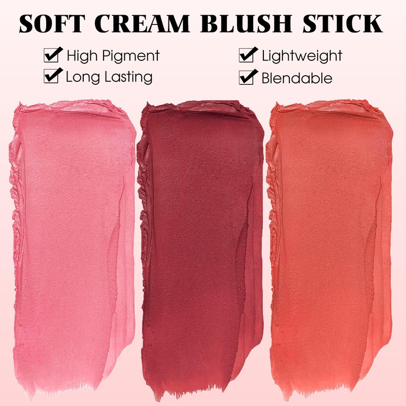 BEFIVECOK Blush Stick for Cheeks - Cream Makeup Blush Wand,