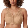 DELIMIRA Women's Front Fastening Bras Lace Wireless Plus Size Full