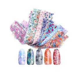 Chrysanthemum Daisy Glory Flower Leaf Nail Foil Transfer Sticker 10Pcs 20X4Cm Rh06 Nail Wraps Stickers Manicure Supplies for Women Nails Full Long Lasting Easy Apply and Remove