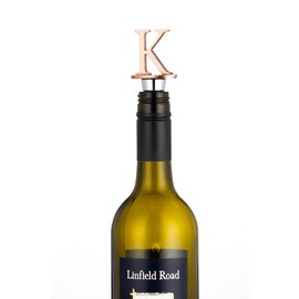 Stainless Steel Letter Wine Stopper, Food Grade Silicone Decorative Wine Stopper - Bronze Color (Letter K)