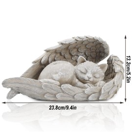 AOTOPYU Cat Dog Angel Pet Memorial Grave Marker Tribute Statue, Decorative Pet Memorial Animal Garden Statue, Polyresin, Memorial Stone Cat/Dog, Dog Angel Memorial Statue Remembrance (Large Cat)