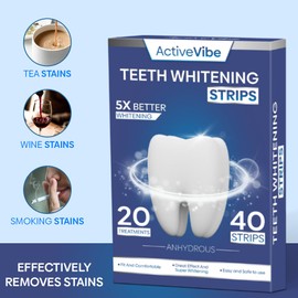 Teeth Whitening Strips – 20 Treatments Enamel Safe Professional Tooth Whitening Strip Kit for White Teeth Effective Teeth Whitener for Non Sensitive Teeth 40 Strips