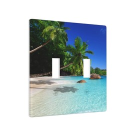 Tropical Sunshine Beach 2 Gang Double Toggle Light Switch Covers Wall Plate Decorative for Kitchen Girls Room bedroom Decor