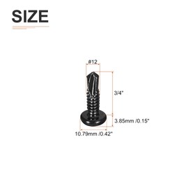 DTGN #12x3/4" Pan Head Self Drilling Screws - 50Pack - Black Oxide 410 Stainless Steel Phillips Drive Self Tapping Sheet Metal Screws