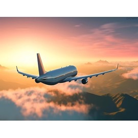 QAZWSX 5D Airplane Diamond Painting Kits for Adults, Airplane Flying Mountains 5D Diamond Art Crafts Home Wall Decor Gift Round Diamond Dots 12x16 inch