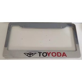 Toyoda with Yoda inside-  Automotive Chrome w Red  LICENSE Plate frame QTY 1 -