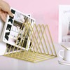 Jinlaili Newspaper Rack Metal Magazine Stand Gold, 9 Slots Triangle