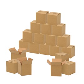 FARRAY Shipping Boxes 4x4x4 inches (Inner Size), 50 Pack Sturdy Kraft Corrugated Small Cardboard Boxes for Mailing Packing,Brown