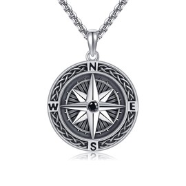 Compass Necklace S925 Sterling Silver Celtic Knot Necklaces Compass Pendant Jewellery Graduation Necklace Gifts For Her Him Inspiring new Gifts For Women Men Male Female
