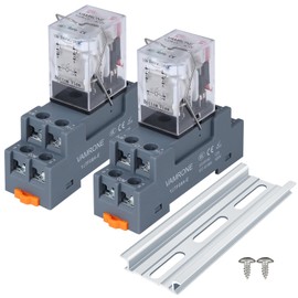 2PCS Electromagnetic Power Relay, 8-Pin 10A 12 AC Relay Coil with Socket Base, LED Indicator, DPDT 2NO 2NC - MY2NJ 2PCS [Applicable for DIN Rail System]