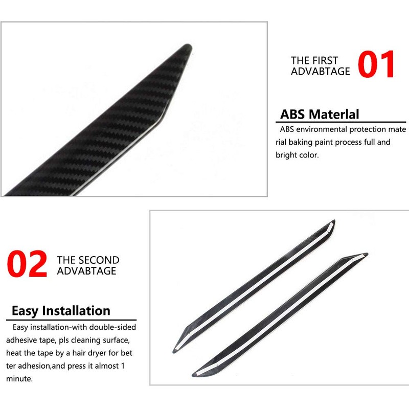 Korlot 2Pcs Carbon Fiber Front Door Panel Decor Trim Cover